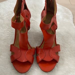 Nine West burnt orange wedge sandals - size 7 - lightly used